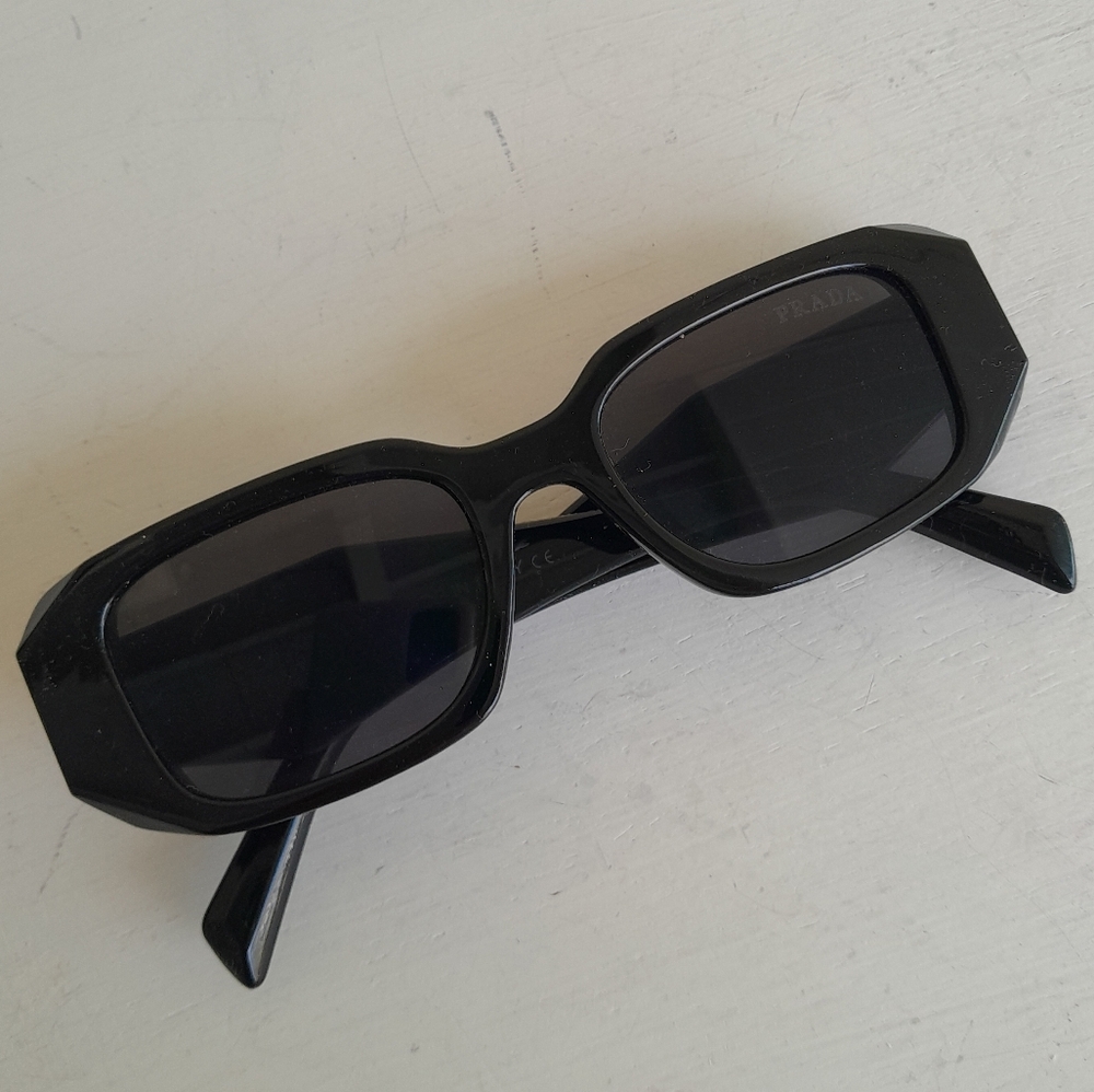 Prada Runway Rectangular Sunglasses in Black - Picture 10 of 13